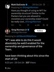 Screenshot from Norman Jr and a fan's interaction / X: @GregJrNorman